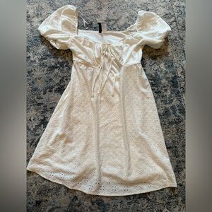 Divided Cream Long Sleeve Eyelet Dress
